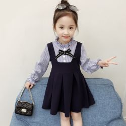 兮绯推荐002女童学院风连衣裙洋气春装春季公主裙宝宝假两件裙子
