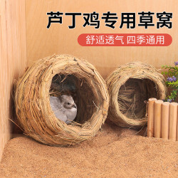 冠之亚 草编芦丁鸡育雏窝下蛋窝舒适通风鹌鹑鹦鹉卢丁专用窝过冬造景用品