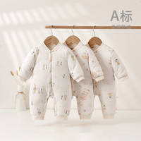 新生婴儿冬装夹棉连体衣宝宝秋冬衣服外出棉服加厚爬服幼儿
