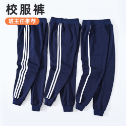 哈皮鲁 儿童藏蓝色大童校服裤子小学生一条两道杠三条深蓝女童男童运动裤