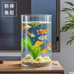 家用办公室小鱼缸亚克力透明乌龟缸迷你小型客厅桌家用大号乌龟