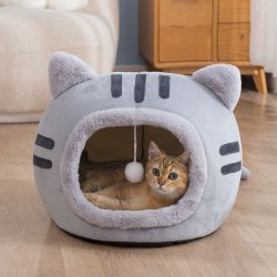 梦舒雅 猫咪造型猫窝加厚四季通用冬季保暖秋冬季可爱半封闭式猫屋