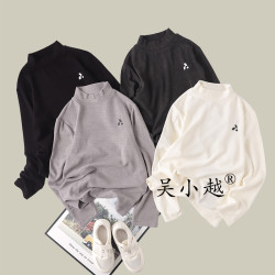 吴小越w1660男童中领圆领打底衫秋冬款韩版数码印花云朵绒t恤