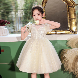 女童礼服儿童主持人婚礼花童公主裙表演服夏季钢琴演奏演出服裙子