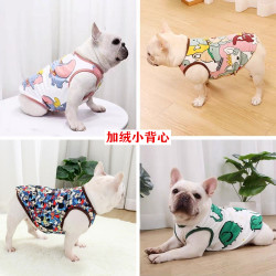 潮牌法斗衣服巴哥犬斗牛犬博美胖狗背心秋冬加绒款弹力睡衣马甲