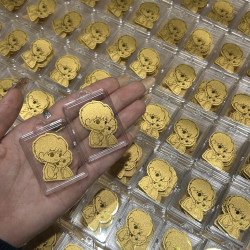 含金工艺品创梵精品梓渝田栩宁双人“宝宝贴贴”3mg含金手机贴物料