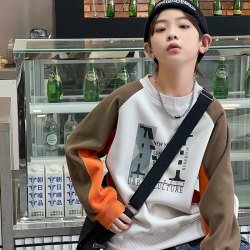 男童春秋季卫衣2025新款童装儿童长袖拼色打底衫中大童春装上衣潮