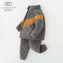 GERMYDDIY/哥唛迪男童睡衣冬季加厚三层夹棉加绒加厚保暖棉袄套装