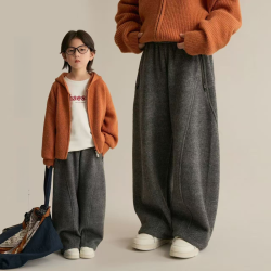 女童裤子秋冬2025新款休闲裤加绒保暖显瘦弯刀裤中大童女童裤子潮