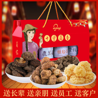 菌益 山珍干货礼盒年货土特产食用菌菇大礼包高档设计春节送礼大气