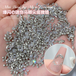 星空王子爆闪银色马眼锆石美甲钻饰品香槟金尖底钻