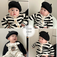 ins日韩儿童针织帽贝雷帽子 凹造型男女童画家帽纯色洋气秋冬