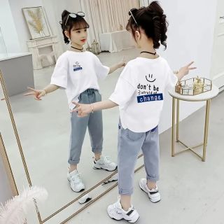 女童夏装夏季新款女童小女孩中大童纯棉短袖T恤学生网红洋气上衣