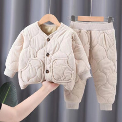 男女童冬季加厚套装棉衣儿童套装两件套夹棉服