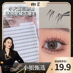 烟柔小火苗10大排下睫毛假睫毛女分段式单簇透明梗