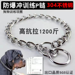 304不锈钢狗狗项圈防爆冲p链防咬脖圈德牧罗威纳大型犬马犬狗链子