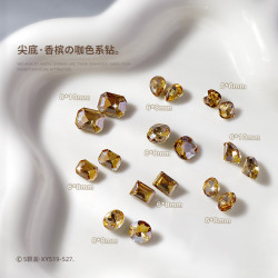 美甲钻饰品批发网红尖底钻立体闪亮异形水晶香槟咖色指甲装饰