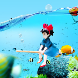 鱼缸潜水员漂浮悬浮沉水蓝胖子小魔女摆件观赏鱼缸造景网红装饰品