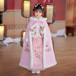 宝宝服6-12岁2026新款汉服冬季儿童古风斗篷唐装国风古装套装裙
