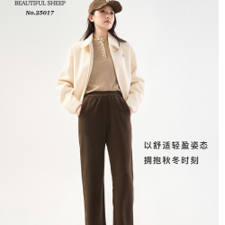 秋冬新款萝卜裤休闲舒适高腰直筒款雪尼尔女款长裤-25017