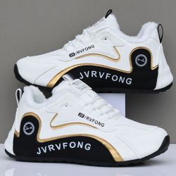 男鞋冬季新款百搭运动鞋潮流时尚高档休闲棉鞋加绒加厚皮面防水鞋
