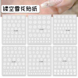 美甲新款镂空雪花贴纸圣诞贴纸指甲装饰DIY