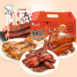 好大嫂食品 好大嫂手撕烤脖酱卤鸭胗鸭小腿香辣味开袋即食1070g