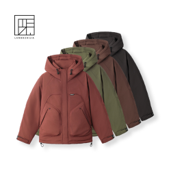 冬季保暖收口袖户外羽绒服 休闲短款连帽运动防风拉链保暖外套