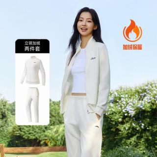 安踏 立领卫衣外套长裤两件套时尚女装跑步健身服运动套装