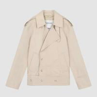 BURBERRY 现货BURBERRY春秋米色纽扣口袋女士时尚宽松显瘦翻领外套
