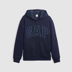 Gap 新品logo刺绣加绒宽松连帽卫衣