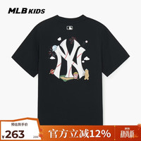 MLB 男女亲子复古潮流精致刺绣LOGO背标圆领T恤7ATSL0363-50BKS-160