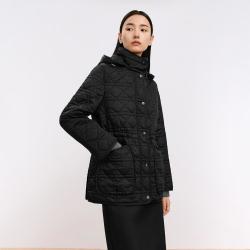 LANCY 朗姿菱格立领连帽收腰棉服气质通勤简约厚外套