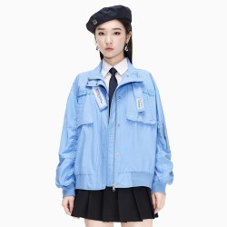 A21 女装时尚休闲棒球外套2022春夏新款立领长袖开衫减龄外套ins潮