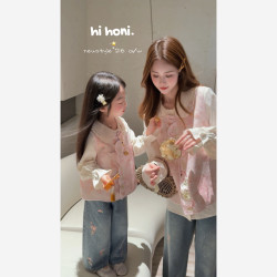 二一Hihoniya~2026秋亲子新中式优雅盘扣提花马甲套装