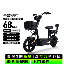 金箭 电动自行车 糖豆48V20AH铅酸电池长续航电动车轻巧踏板通勤电瓶车电动车 黑色