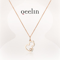 Qeelin 麒麟 Wulu系列 18K金钻石葫芦项链女 玫瑰色18K金 均码