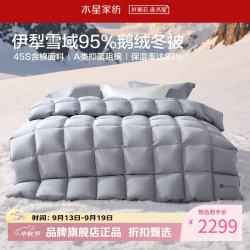 水星家纺 A类抑菌阻螨95%鹅绒冬被芯防钻绒秋冬羽绒被子 寒域静暖抗菌鹅绒冬被150cm×210cm