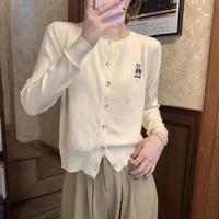 莫代尔 减龄学院风刺绣小熊长袖针织衫开衫外套打底衫女内搭可外穿上衣