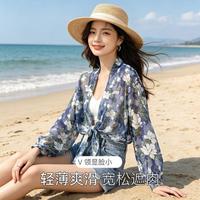 啄木鸟 雪纺开衫外套披肩女士春秋轻薄宽松遮肉显瘦罩衫海边外搭长袖上衣