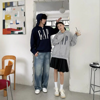 Gap 男女装2026秋新品logo胶印抓绒连帽开衫宽松卫衣1SS623907 海军蓝 L