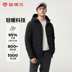坦博尔 轻薄羽绒服男短款菱格时尚秋冬保暖外套 黑色 2XL (185)
