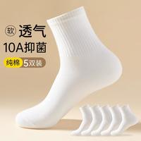 三枪 男士袜子秋季中筒吸汗百搭纯色运动5双装