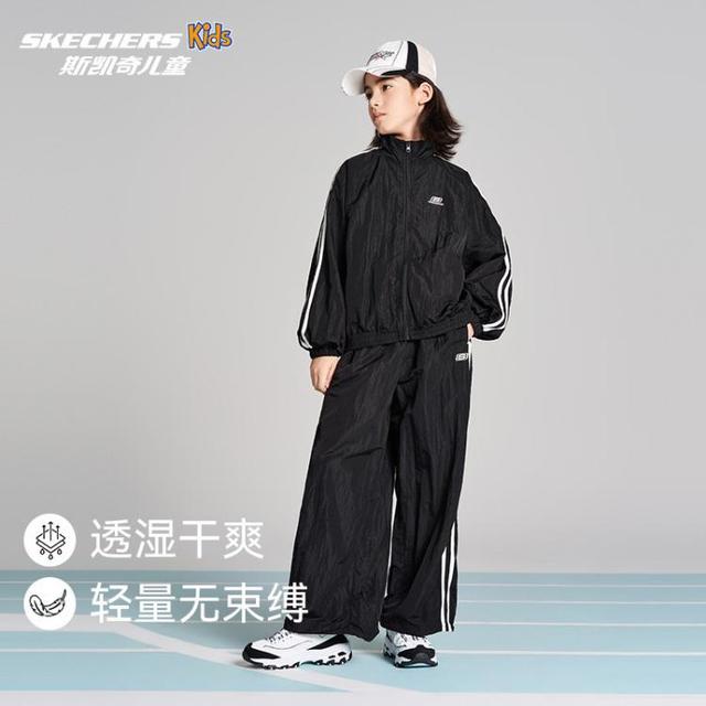 斯凯奇 2026秋季新款女童休闲时尚舒适户外运动儿童套装