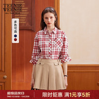 TEENIE WEENIE 小熊女装格纹长袖衬衫 红色 M