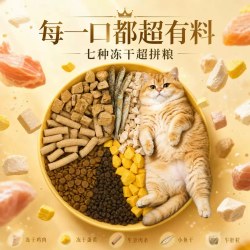 邻友伴 全价猫粮奢侈冻干七拼实惠装，通用成猫幼猫营养冻干10斤装