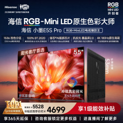 海信 RGB-MiniLED电视小墨E5S Pro 55吋 玲珑真彩背光 信芯芯片 墨晶屏高刷超薄