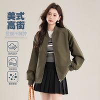 班尼路 简约百搭】美式复古春秋季宽松休闲日常棒球领夹克女潮流街头外套