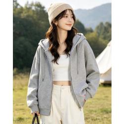 真维斯 Z+ 针织连帽卫衣女秋季女款宽松外搭运动开衫慵懒百搭长袖外套女