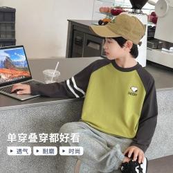 史努比 儿童长袖轻薄透气上衣中大童时尚男童T恤潮